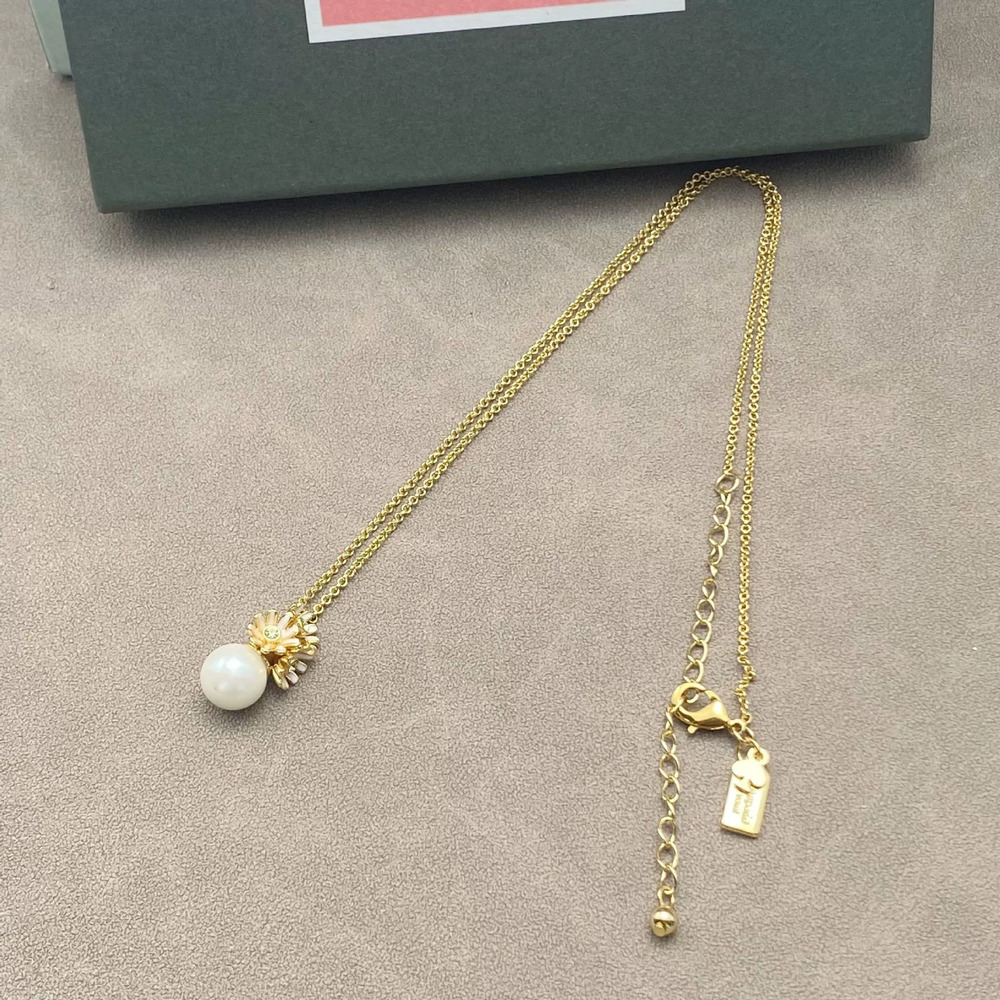 kate spade Enamel Flower Pearl Metal Necklace